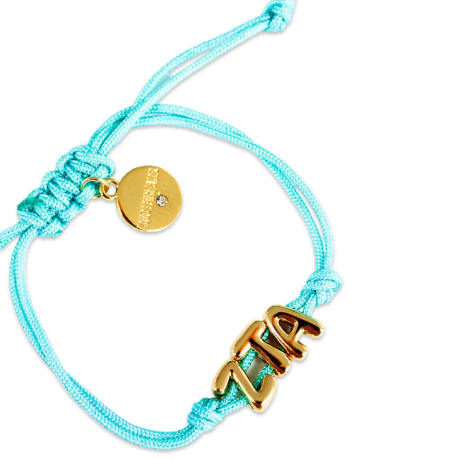Zeta Pull Tie Cord Bracelet with Gold Greek Letters