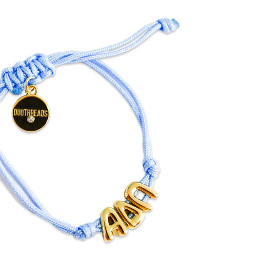 A D Pi Pull Tie Cord Bracelet with Gold Greek Letters