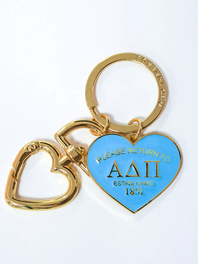 A D Pi Please Return Heart and Gold-Plated Key Ring