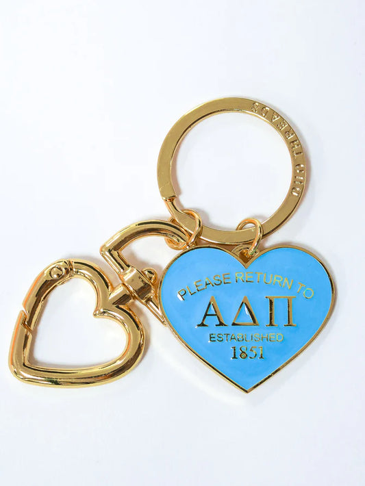 A D Pi Please Return Heart and Gold-Plated Key Ring