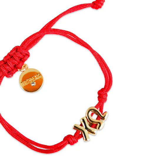 Chi O Pull Tie Cord Bracelet with Gold Greek Letters
