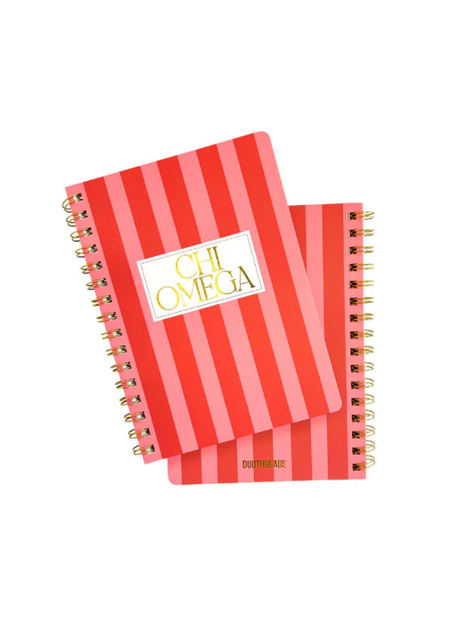 Chi O Stripe Spiral Notebook