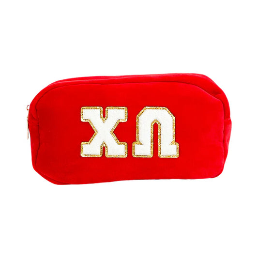 Chi O Chenille Cosmetic Toiletries Pouch