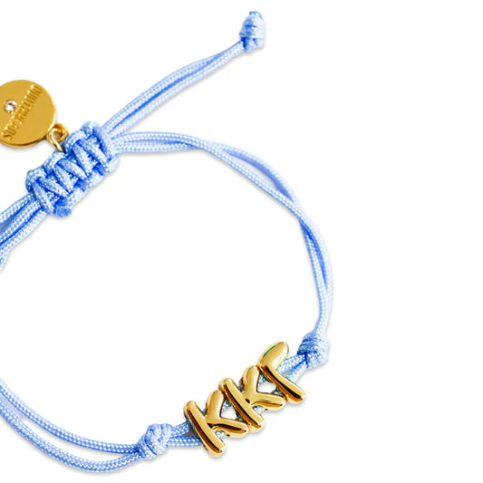 Kappa Pull Tie Cord Bracelet with Gold Greek Letters
