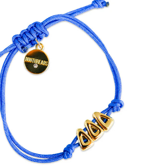 Tri Delta Pull Tie Cord Bracelet with Gold Greek Letters