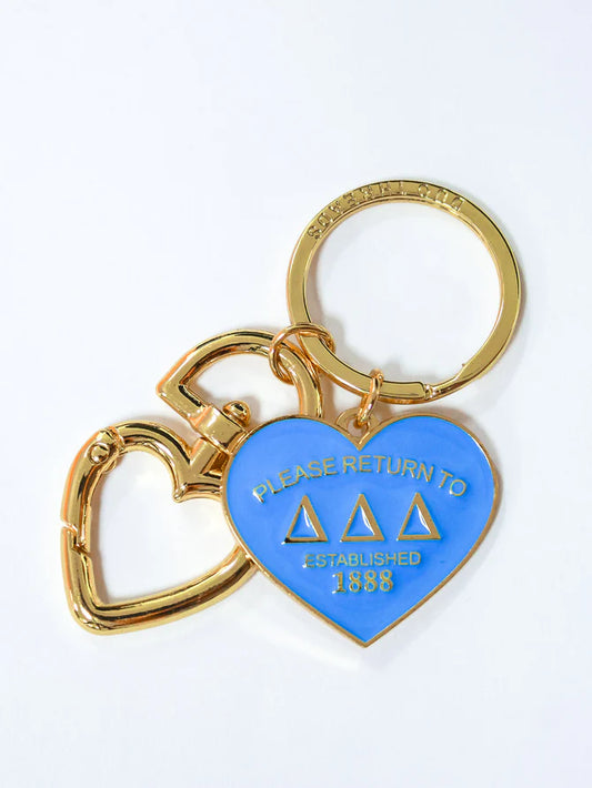 Tri Delta Please Return Heart and Gold-Plated Key Ring