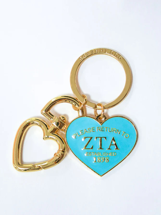 Zeta Please Return Heart and Gold-Plated Key Ring